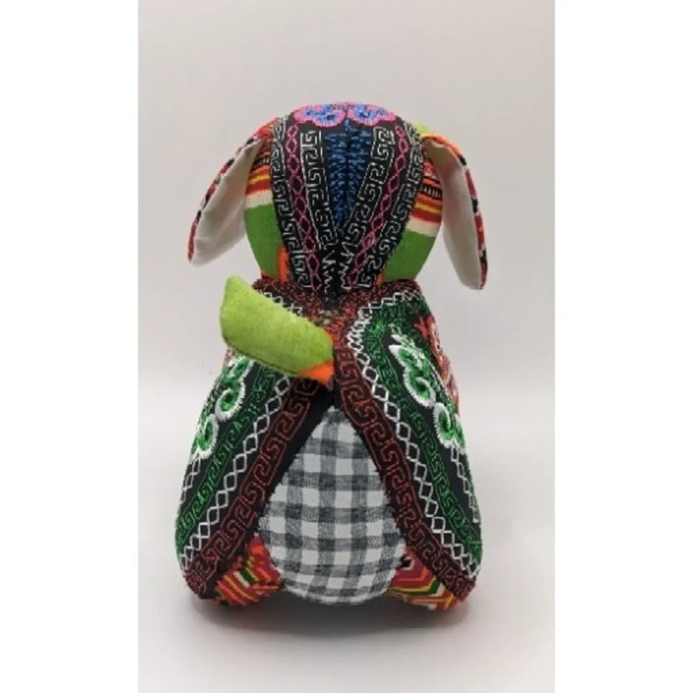 Fabric Brocade Pattern‎ Dog Made in Vietnam Bright Colors 6.5 Inch Patchwork EUC